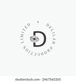 D letter logo with a creative floral concept for company business beauty real estate premium vector