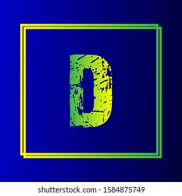 D letter logo design in blue background.