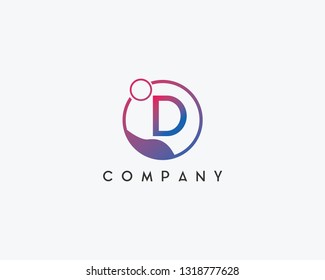 D letter logo design with circle.