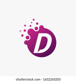 D letter logo design with circles
