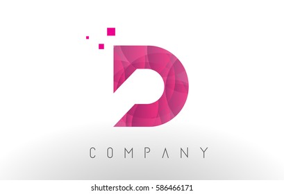 D Letter Logo Design with Circular Purple Dots Bubble Pattern. 