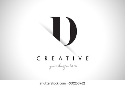 D Letter Logo Design with Creative Paper Cut and Serif Font.