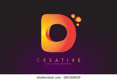 D Letter Logo Design with Dots. Vector Lettering Illustration of Orange Alphabet with Bubbles. Creative D letter template.
