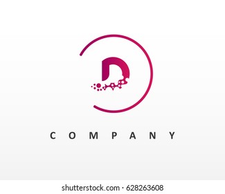D Letter Logo Design With Dots and Circle