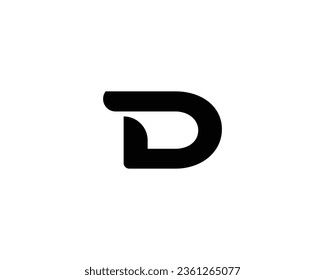 D letter logo design element in black color