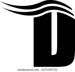 D letter logo design element in black colour