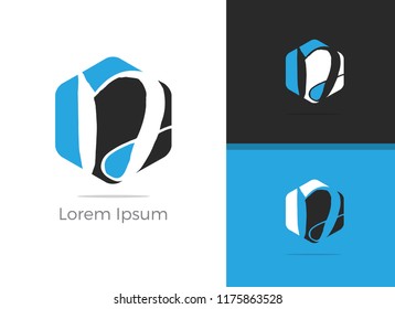 D letter logo design, letter D in hexagon shape vector icon.