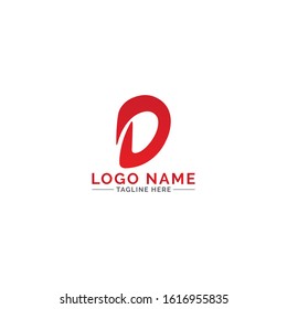 D letter logo design with red color