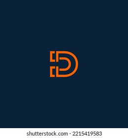 D letter logo design template elements. Modern abstract digital alphabet letter logo. Vector illustration.