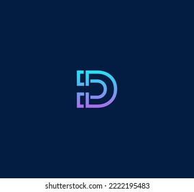 Elementos de plantilla de diseño de logotipo de letra D. Logo de la letra digital abstracta moderna. Ilustración vectorial. Logo de la carta de tecnología.