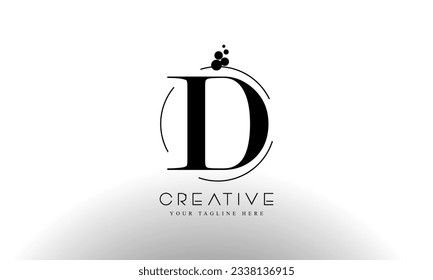 D-Letter-Logo-Design-Vorlage mit schwarzem Farbkreis und Punktkreis