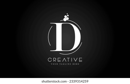 D Letter Logo Design Template with White Color and Dots circle