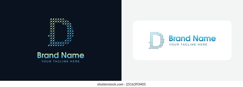 D letter logo design template D technology monogram D logo by dots D alphabet vector logo template