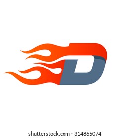 D letter logo design template. Fast fire speed vector unusual letter. Vector design template elements for your application or company.