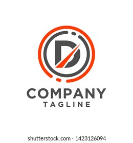 D Letter logo design vector icon with circle line. Minimalist style for business or finance brand company. Eps 10