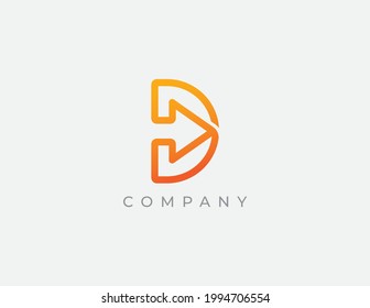 D Letter logo Design Vector with Arrow. Arrow icon. Delivery icon. Arrow icon. Arrow vector. Delivery service logo. forward, finance, Speed, Marketing.