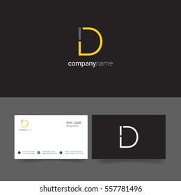 D Letter logo design vector element with Business card