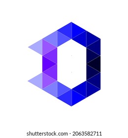 D letter logo design. White background. Blue colour combination. Lettermark