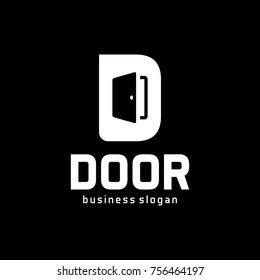 D Letter Logo - Door. Simple concept with negative space.