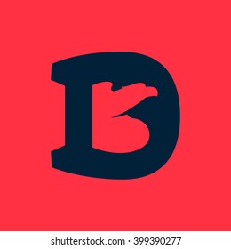 D letter logo with eagle negative space. Font style, vector design template elements for your sport application or corporate identity.