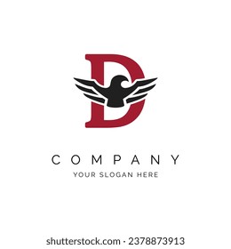 D Letter Logo, Eagle wings logo, Falcon Logo Template vector illustration design Icon Symbol. Alphabet D with Eagle symbol