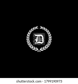 D letter logo emblem design on black background.D letter logo for fashion design