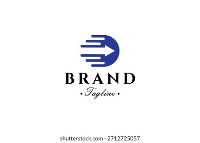 D letter logo for fast delivery effect in flat vector design style