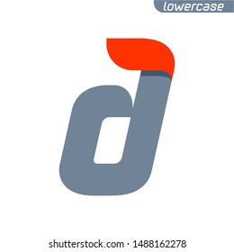 D letter logo with fast speed red flag line. Lowercase font style, vector design template elements for your application or corporate identity.
