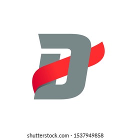 D letter logo with fast speed red wing. Typeface, vector design template elements for sport, race, aviation etc.