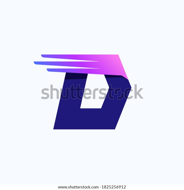 D\
letter logo with fast speed lines or wings. Corporate branding\
identity design template with vivid gradient. Can be used for\
delivery ads, technology poster, sport identity,\
etc.
