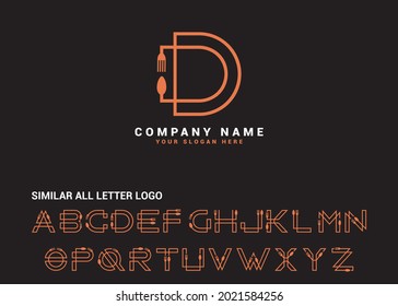 d Letter logo, d Food Letter logo, d spoon letter logo