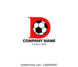 D letter logo, football ball logo design