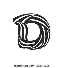 D letter logo formed by twisted lines. Wool mark font style, vector design template elements for your application or corporate identity.