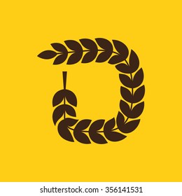 D letter logo formed by laurel wreath. Vector design template elements for your application or corporate identity.