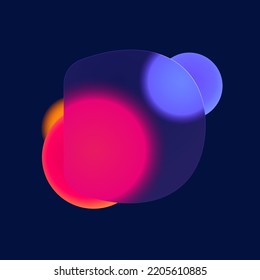 D letter logo in Glass morphism style. Vector multicolor translucent icon on black background. Perfect for colorful art, modern design, vibrant blurry advertising, multimedia identity.