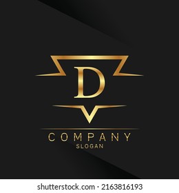 D letter logo Gold 3D