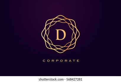 d Letter Logo. Gold Letter Design Vector with Golden Luxury Colors and Monogram Design.