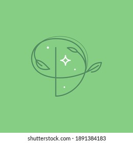 Logo de la letra D con decoración elegante con luna, estrellas y hojas. Es perfecto para usar en cualquier marca vintage, embalaje romántico, afiches ecológicos, diseño de blogs astrología, invitaciones vacacionales.