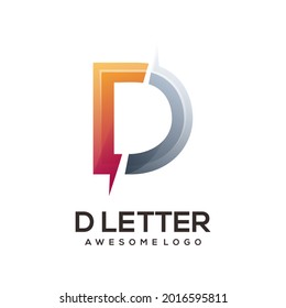 D letter Logo gradient Colorful Illustration