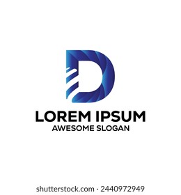 D letter logo gradient colorful vector design illustration template