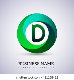 D letter logo in the green circle. Vector design template elements for your application or company identity.