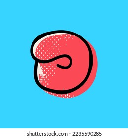 D letter logo hand-drawn with a marker with paint shift effect and vintage grunge texture. Vector cartoon typeface for fun zone decoration, children's collages, a toy company, cute art posters, etc.