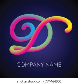 D Letter Logo Icon Blending color Design template Element. Vector illustration.
