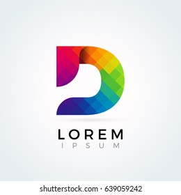 D Letter Logo Icon Colorful Abstract Mosaic Pattern Design Template Element In Uppercase