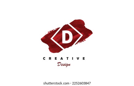 D letter logo icon design. Red water color premium trendy modern symbol vector logo design on white background