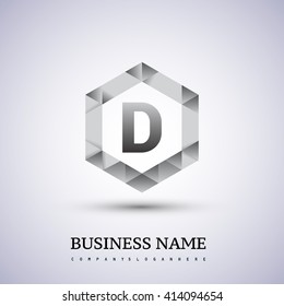 D Letter logo icon design template elements on hexagonal.