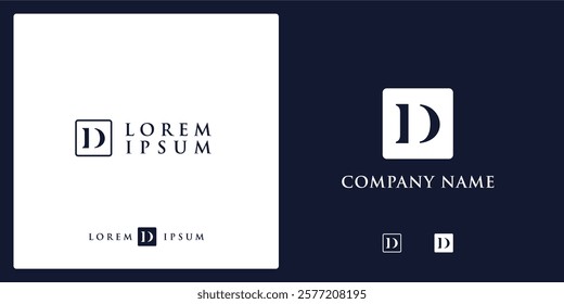 D Letter Logo and icon with frame, vector image editable