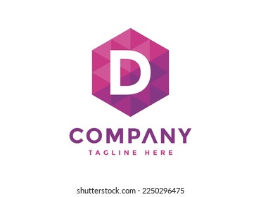 D Letter Logo Icon Hexagon Mosaic Pattern Design template Element - Creative Shape Polygonal logo design - Vector illustration