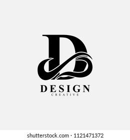 D letter logo icon with infinity wave. Creative monogram logo design. Modern icon design template.
