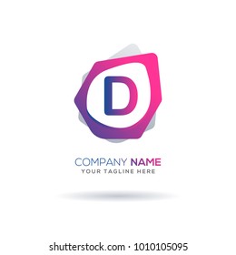 D Letter logo icon. Modern full color gradation design with unique shape for creative use. Vector illustration